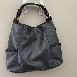 Dark cool grey leather shoulder bag.  Make an offer!!🥳